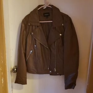 NEW Brown Leather Like Jacket